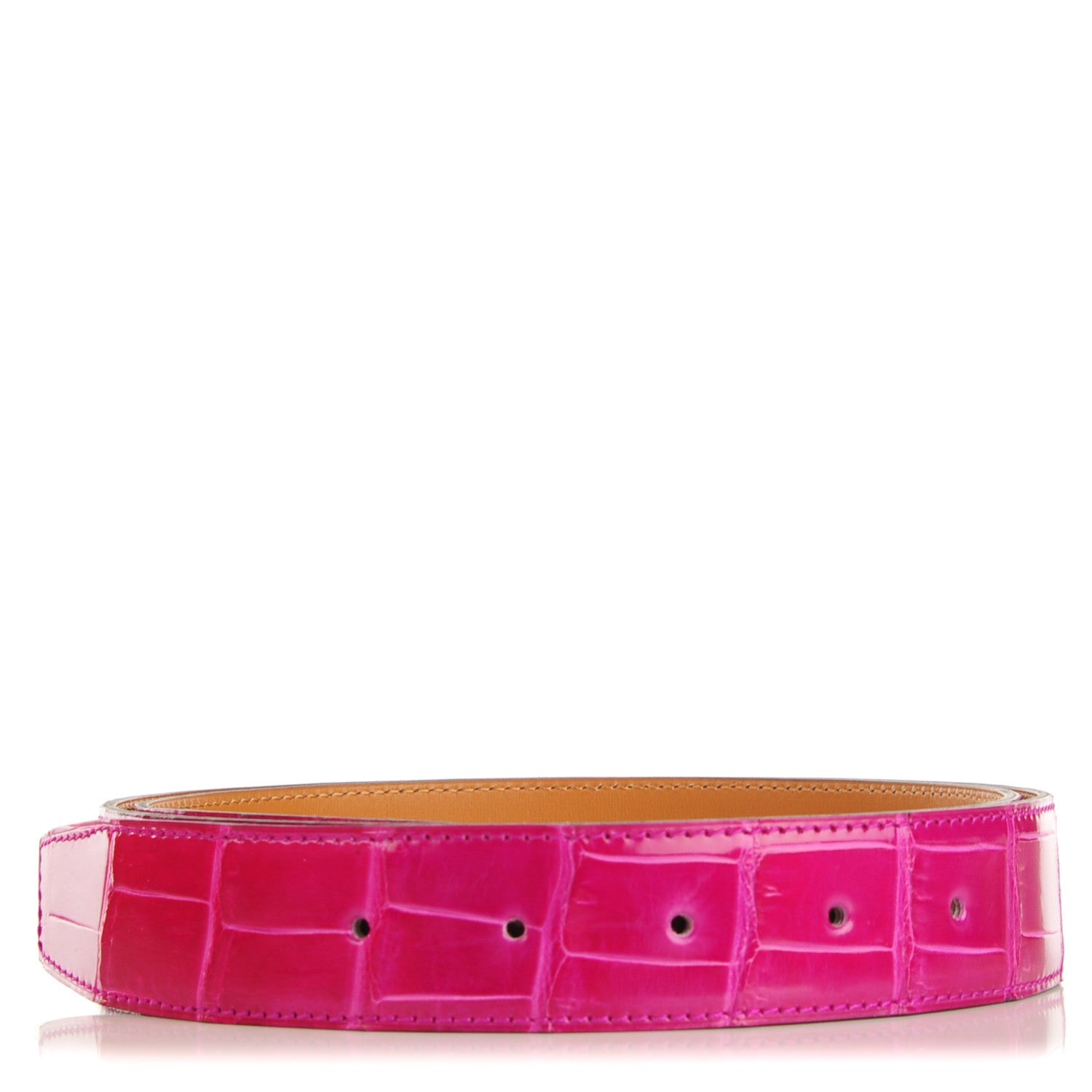 Hermes Shiny Porosus Crocodile 32mm Belt Strap 95 Rose Scheherazade 1 of 5