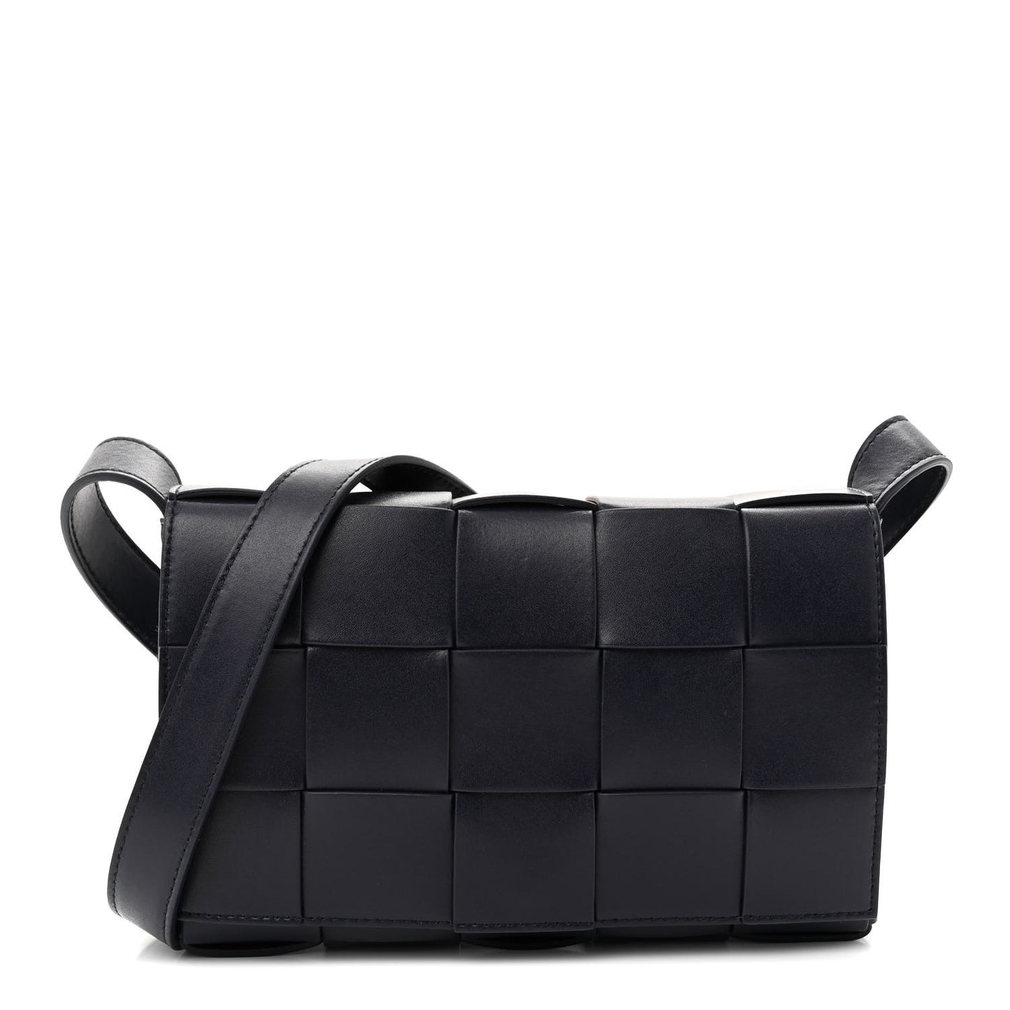 Lambskin Maxi Intreccio Small Cassette Crossbody Bag Navy Blue