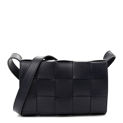 Bottega Veneta Lambskin Maxi Intreccio Small Cassette Crossbody Bag Navy Blue 1 of 10