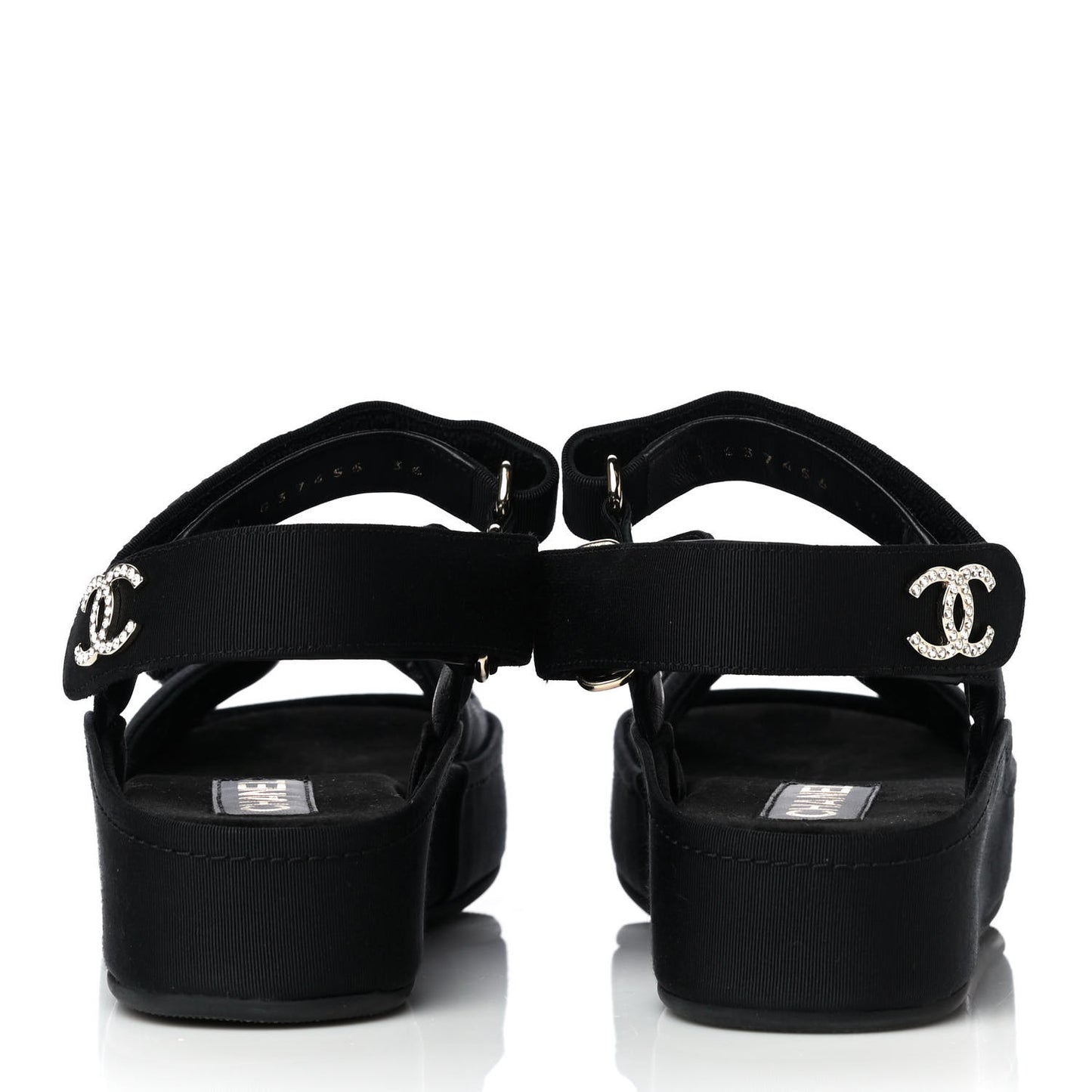Grosgrain Crystal Logo Platform Sandals 36 Black