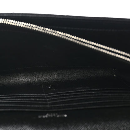 Saint Laurent Grain De Poudre Matelasse Chevron Monogram Chain Wallet Black 5 of 10
