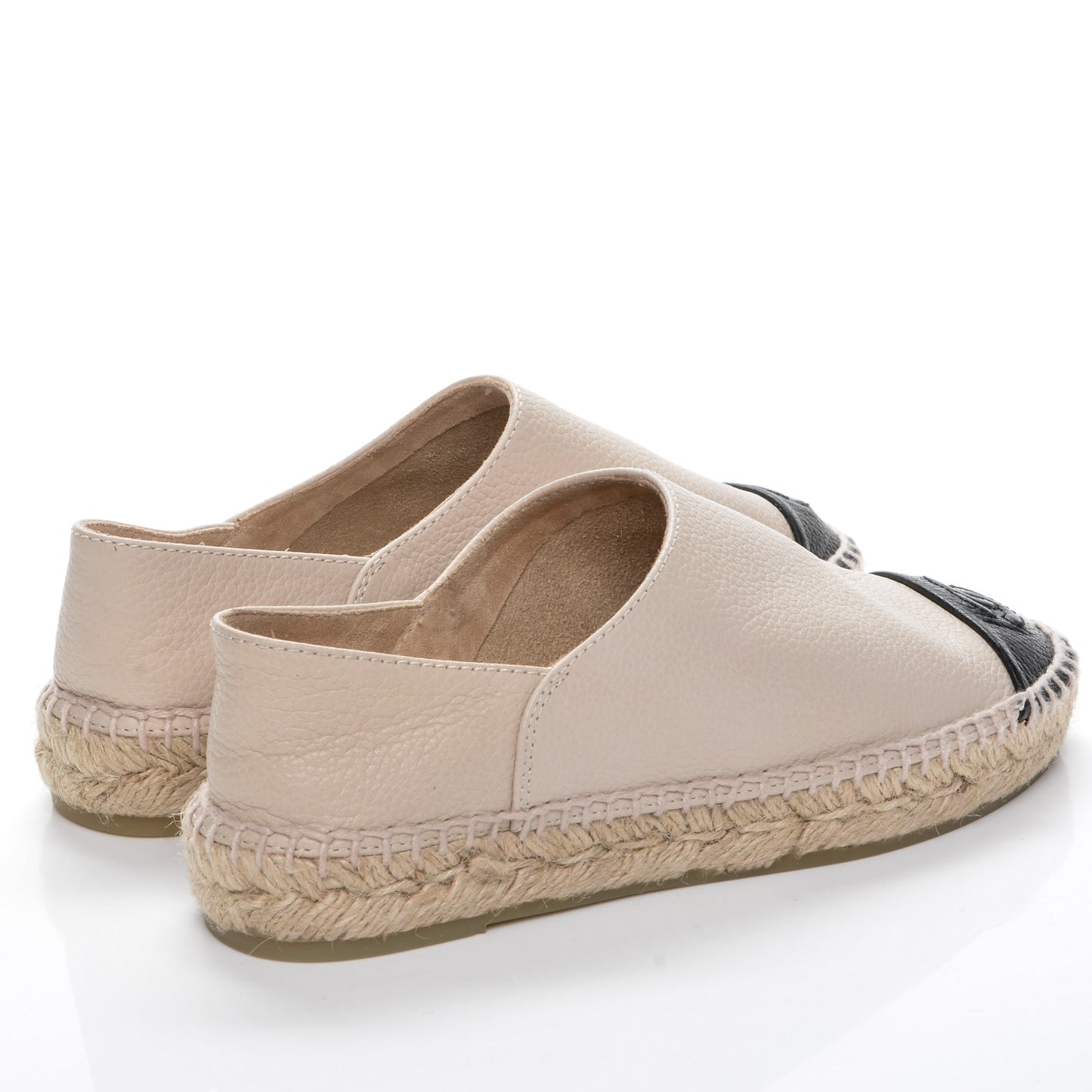 Grained Calfskin CC Espadrilles 35 Beige Black