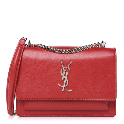 Saint Laurent Calfskin Monogram Sunset Chain Wallet Red 1 of 11