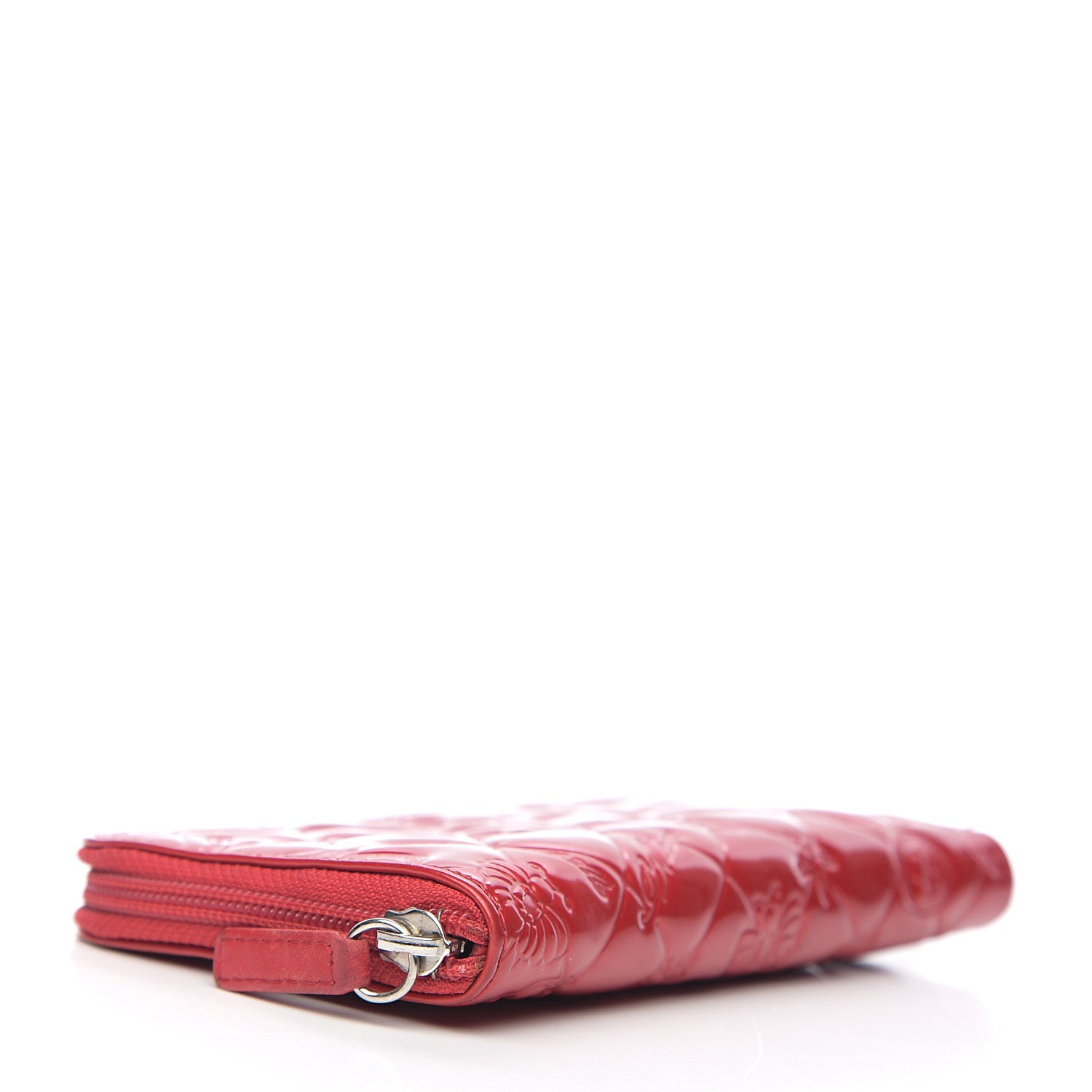 Chanel Patent Calfskin Lucky Symbols Zip Around Wallet Red 3 of 8
