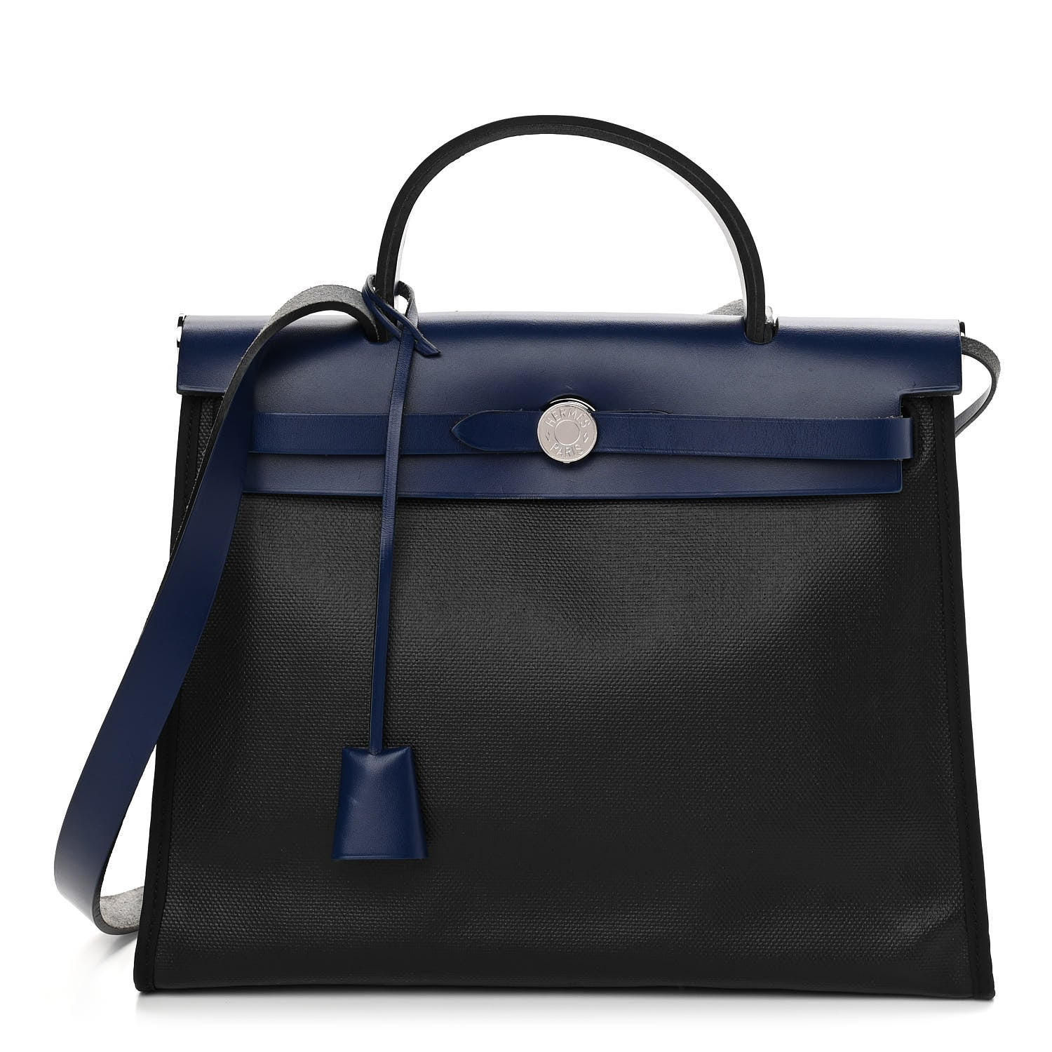 Hermes Toile H Berline Vache Hunter Herbag Zip PM 31 Bleu Encre Black 3 of 11