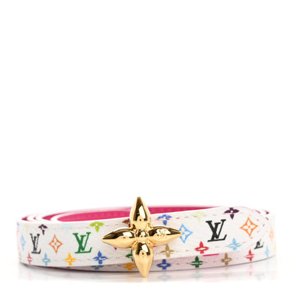 Louis Vuitton LV x TM Monogram Multicolor 15MM Mini Flowergram Reversible Belt 80 32 White Fuchsia 1 of 5