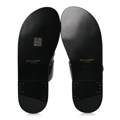 Saint Laurent Calfskin Mens Culver Flat Mules Sandals 41 Black 7 of 12