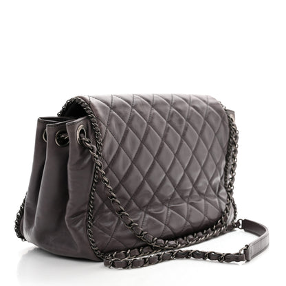 Chanel Calfskin Quilted Large CC Enchained Accordion Flap Grey 3 of 10