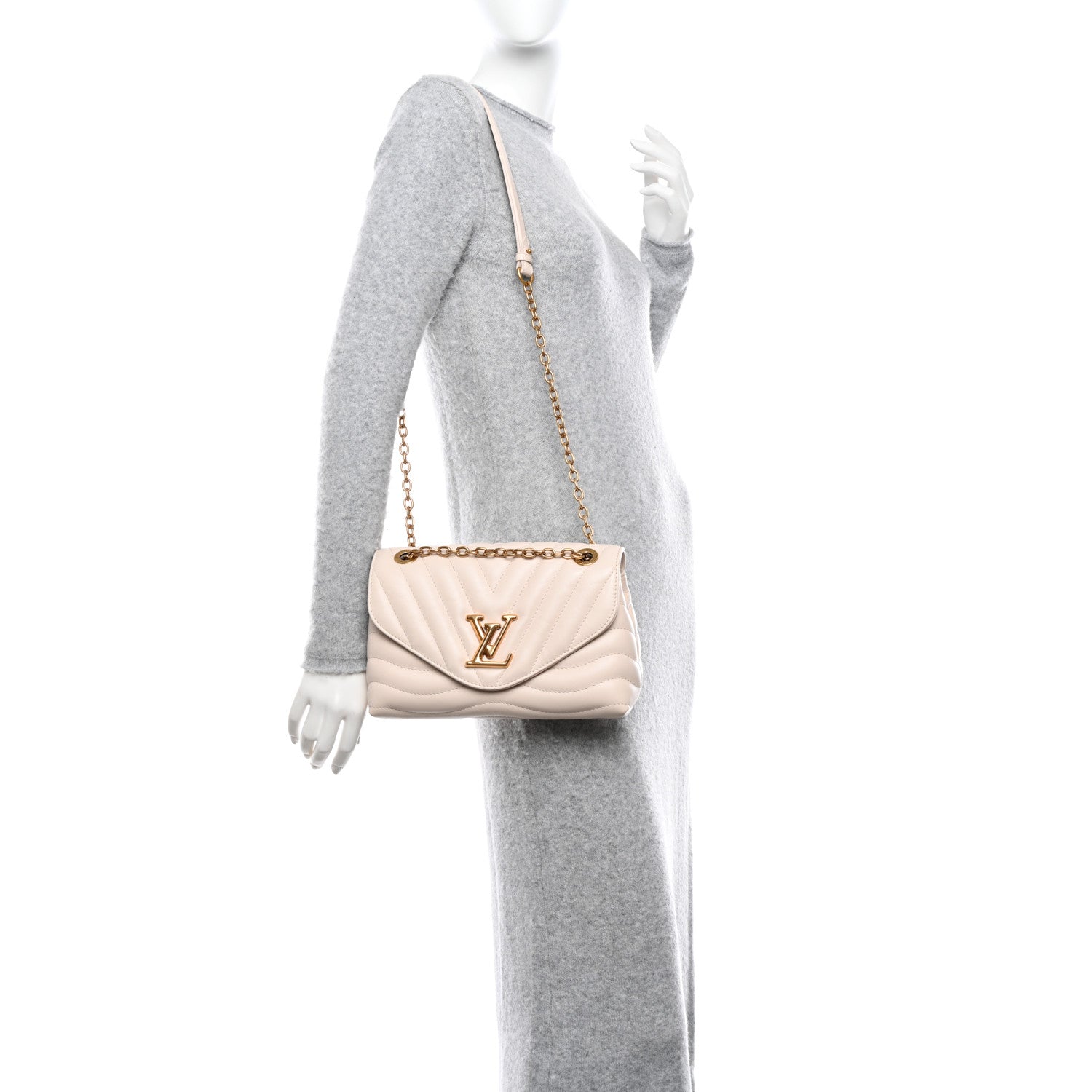 Louis Vuitton Calfskin LV New Wave Chain Bag Ivory 2 of 9