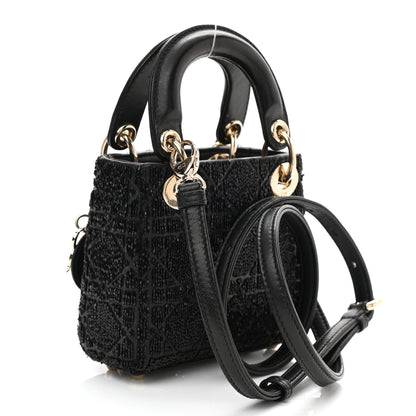 Christian Dior Lambskin Cannage Beaded Embroidery Micro Lady Dior Black 3 of 10