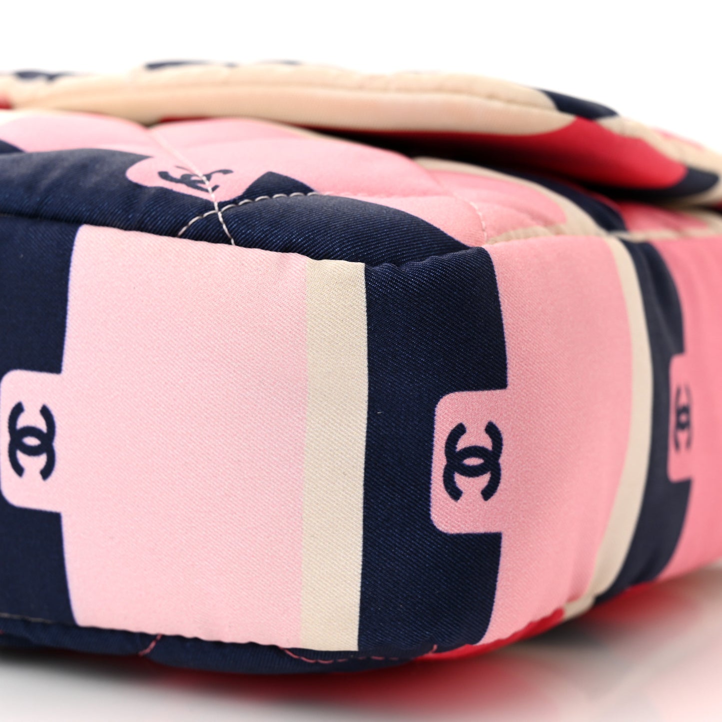 Nylon Printed Medium Flap Pink Navy White
