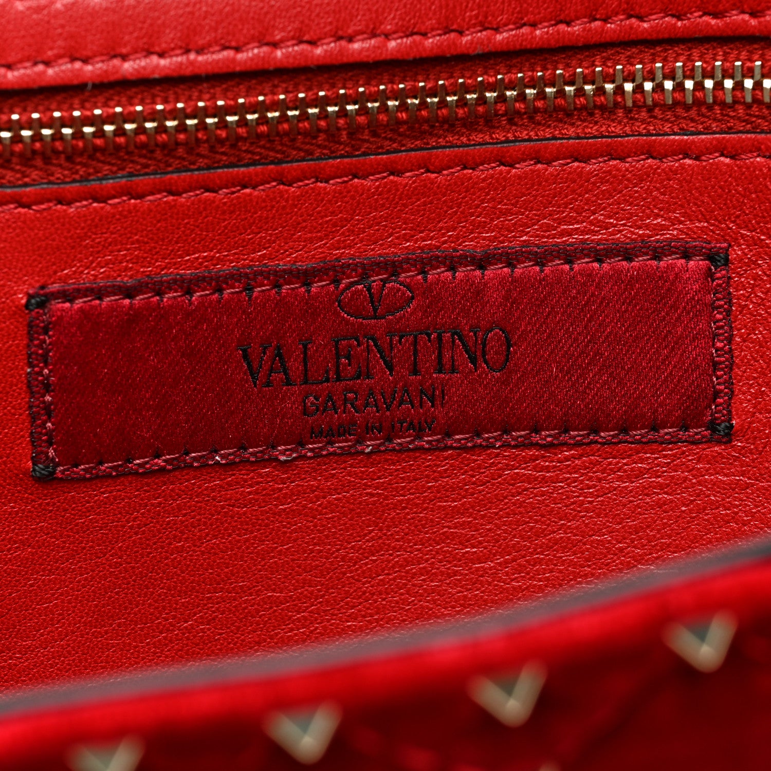 Valentino Garavani Velvet Rockstud Spike Wallet on Chain Rosso Valentino 6 of 9