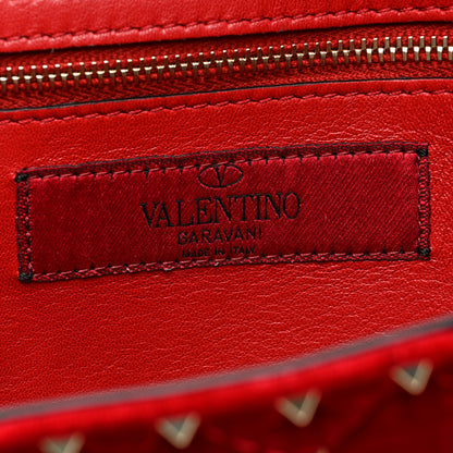 Valentino Garavani Velvet Rockstud Spike Wallet on Chain Rosso Valentino 6 of 9