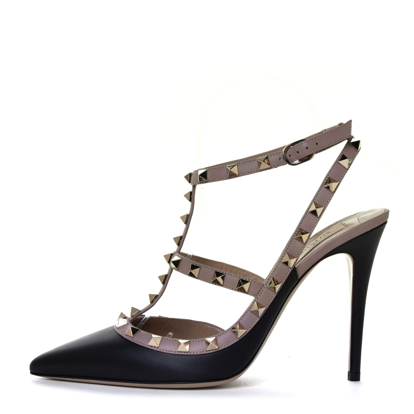 Nappa Rockstud Ankle Strap Pumps 40 Black Poudre