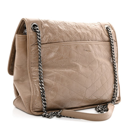 Saint Laurent Crinkled Calfskin Matelasse Monogram Large Niki Chain Satchel Light Taupe 3 of 19