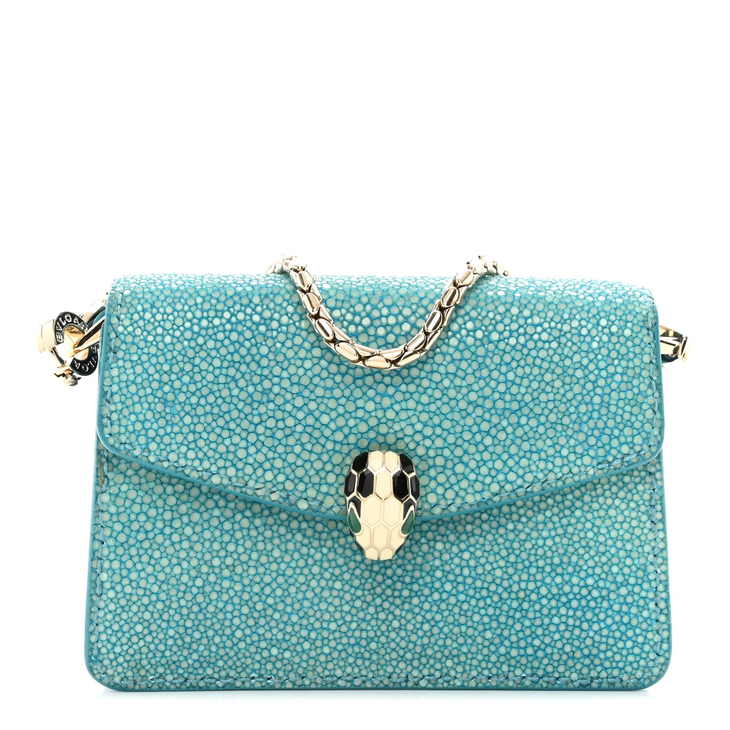 Bulgari Galuchat Serpenti Forever Miniature Bag Charm Green 1 of 10
