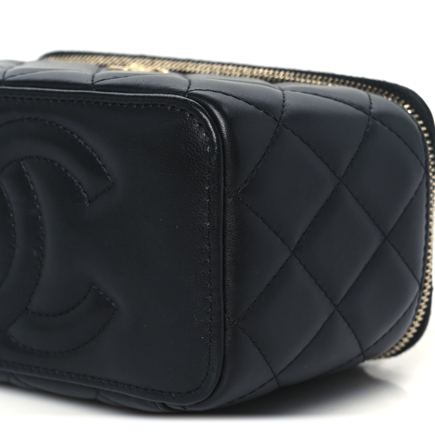Chanel Lambskin Quilted Pearl Crush Small Vanity Case With Chain Black 10 of 12