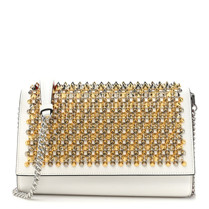 Christian Louboutin Calfskin Patent Spikes Paloma Clutch Gold Silver 1 of 10