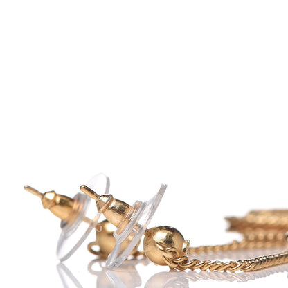Chanel CC Drop Earrings Matte Gold 3 of 4