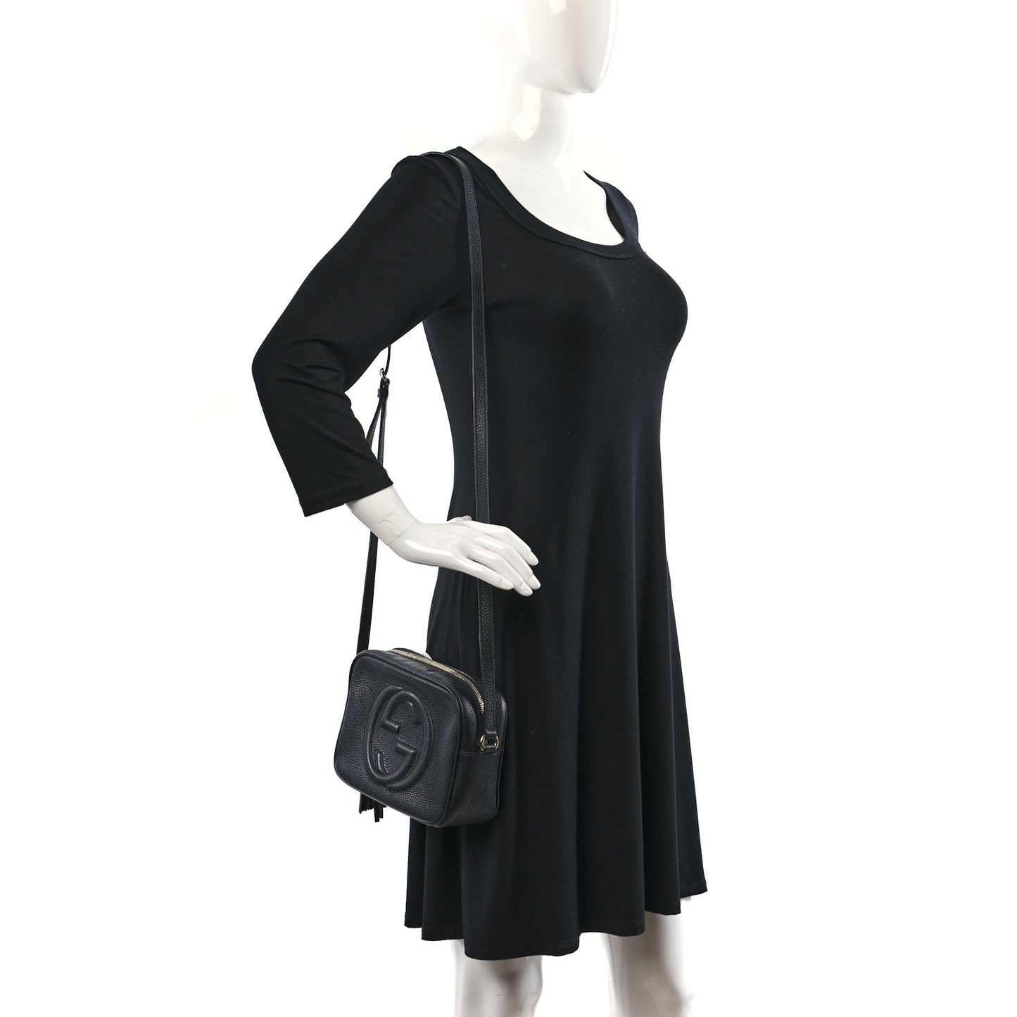 Pebbled Calfskin Small Soho Disco Bag Black