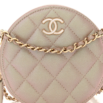 Chanel Iridescent Caviar Resin Quilted Round Clutch With Chain Beige 8 of 12