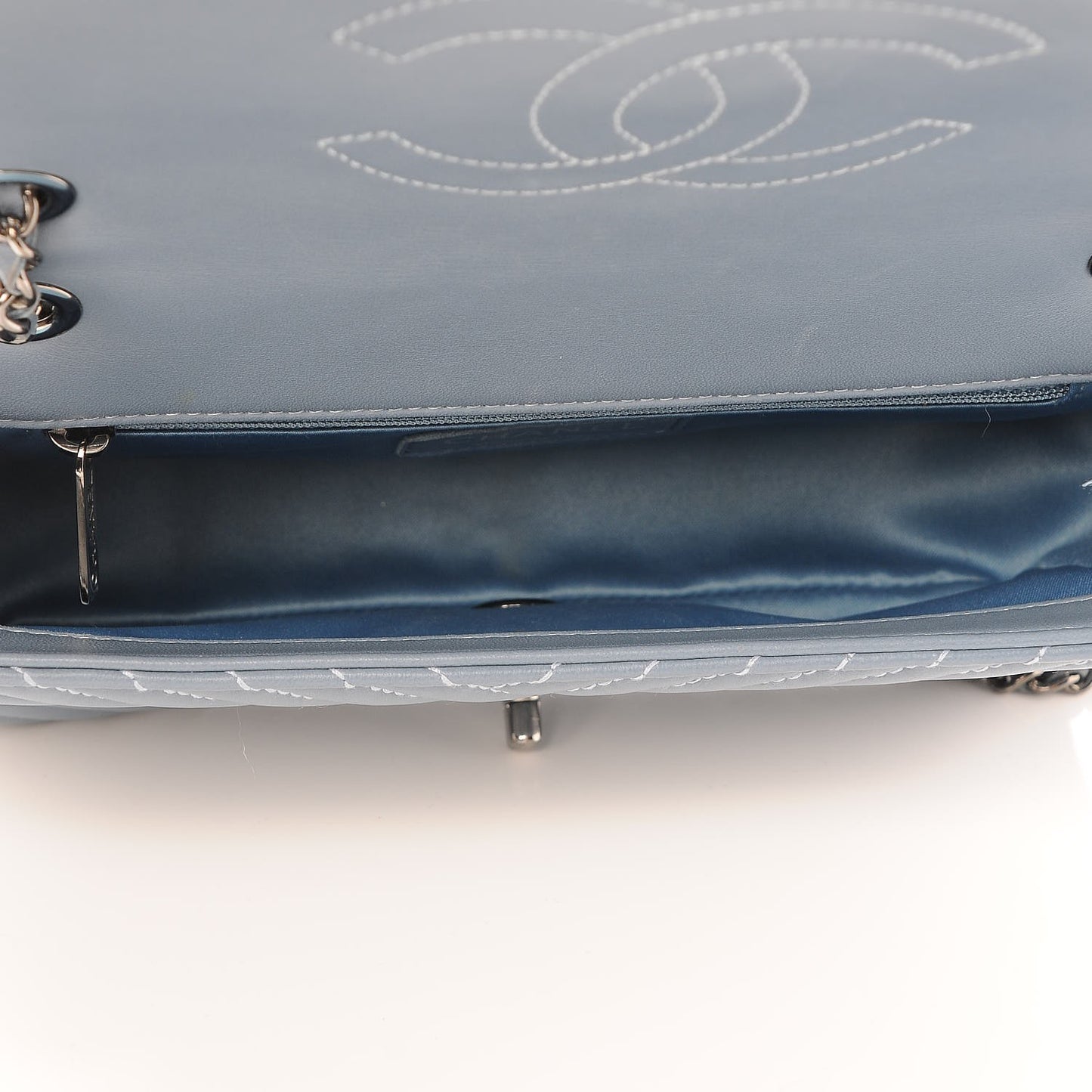 Lambskin Quilted Small CC Crossing Flap Light Blue