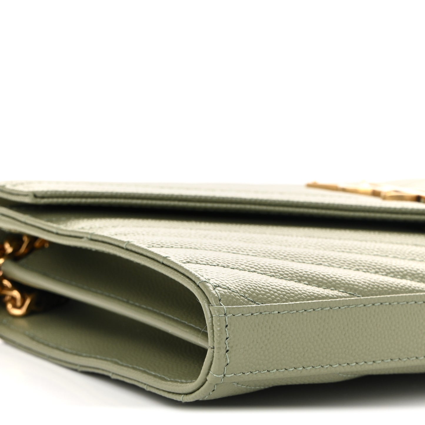 Grain De Poudre Matelasse Chevron Monogram Chain Wallet Light Sage