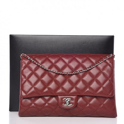 Chanel Caviar Quilted Clutch With Chain Flap Dark Red 8 of 8