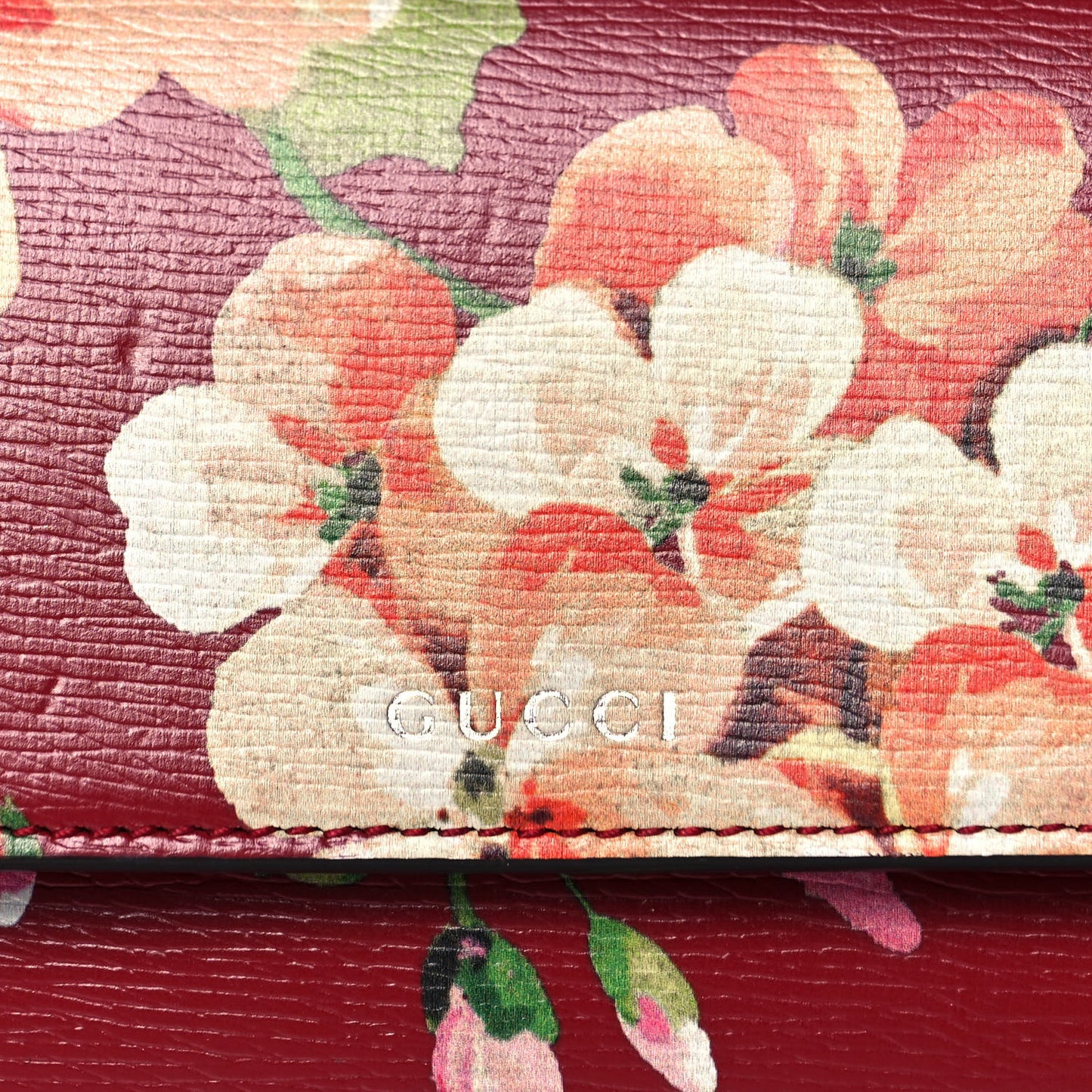 Calfskin Blooms Print Continental Wallet Romantic Cherry Multicolor