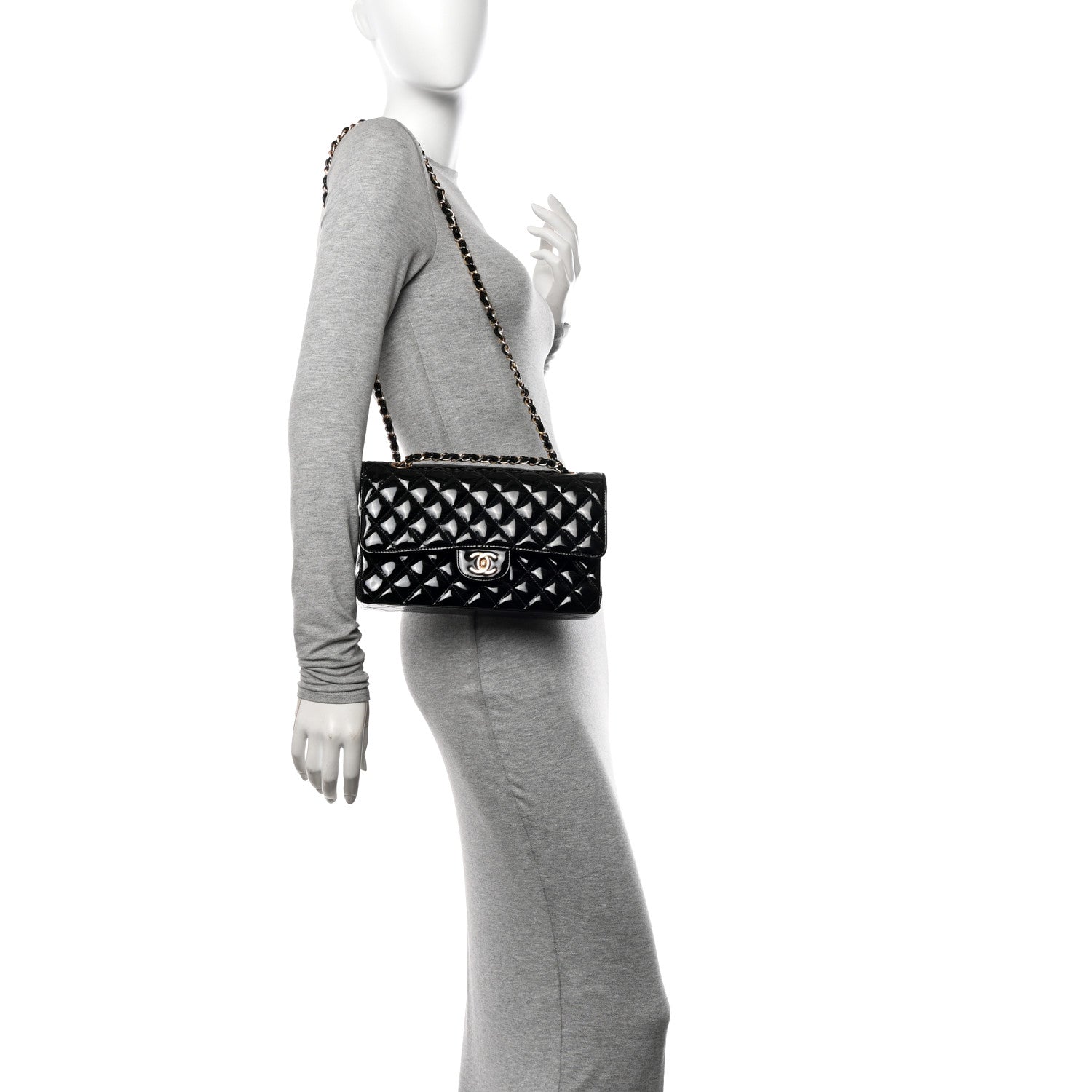 Chanel Patent Quilted Medium Double Flap Black 2 of 11