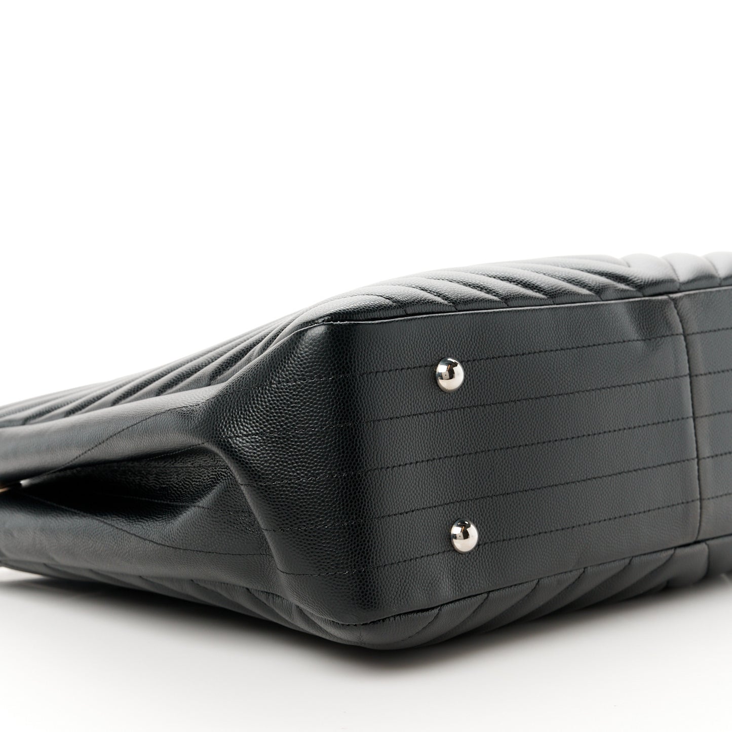 Caviar Chevron Quilted Large Shopping Tote Black