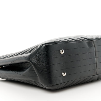 Chanel Caviar Chevron Quilted Large Shopping Tote Black 8 of 9