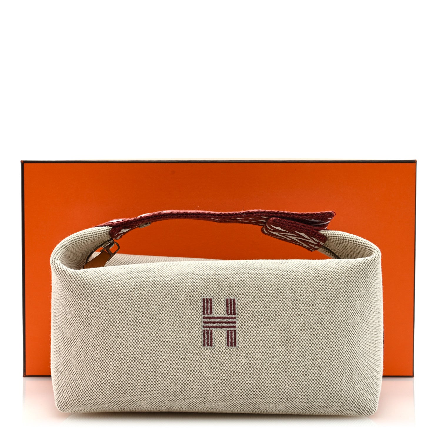 Hermes Canvas Small Bride-A-Brac Pouch Natural Rouge H 7 of 7