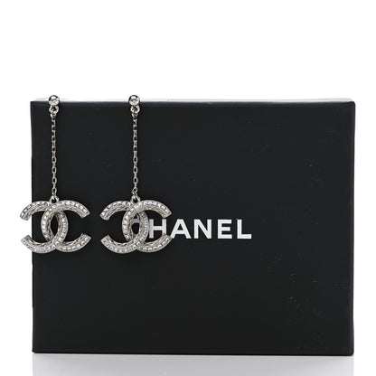 Chanel Baguette Crystal CC Dangle Earrings Silver 5 of 5