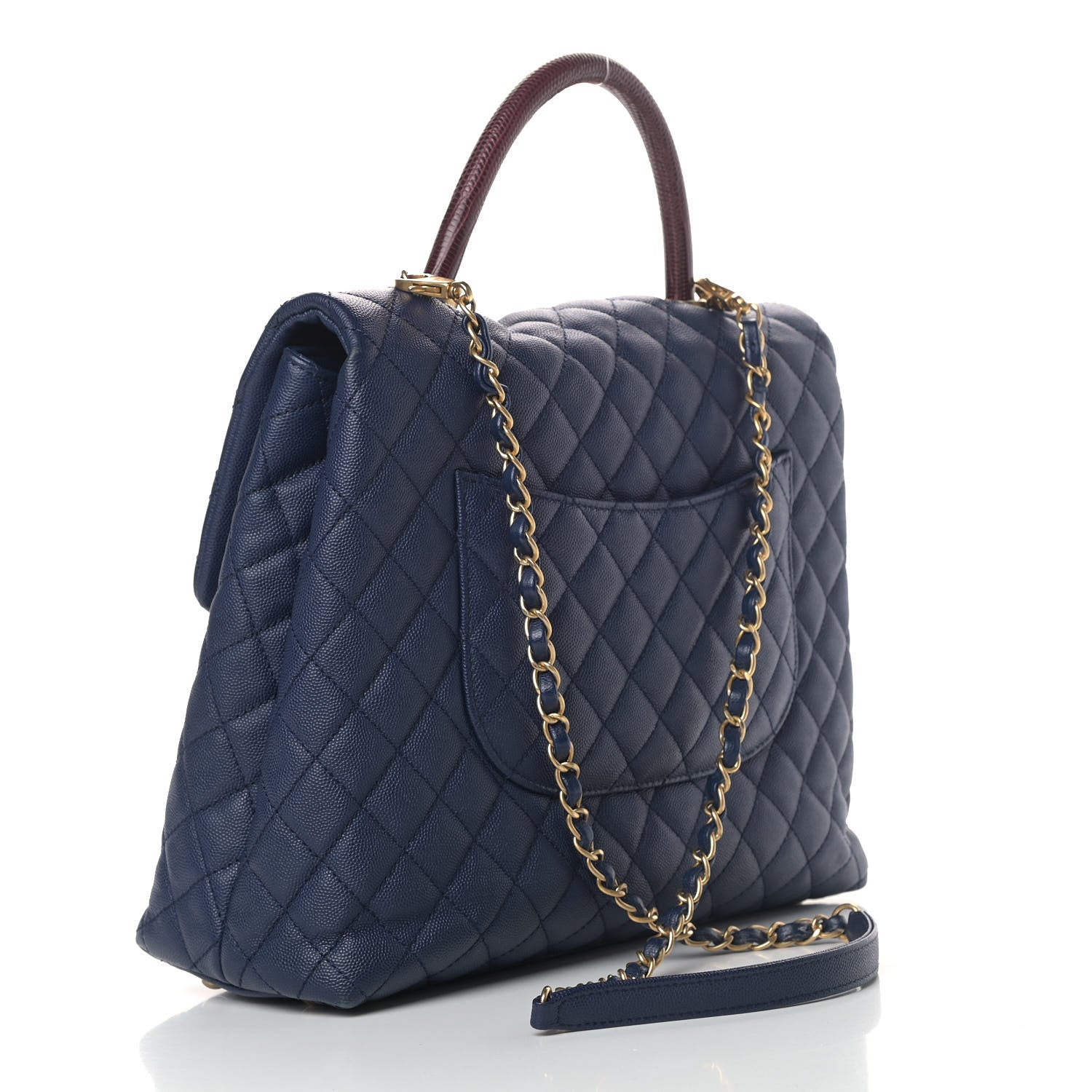 Chanel Caviar Lizard Quilted Large Coco Handle Flap Blue 2 of 11
