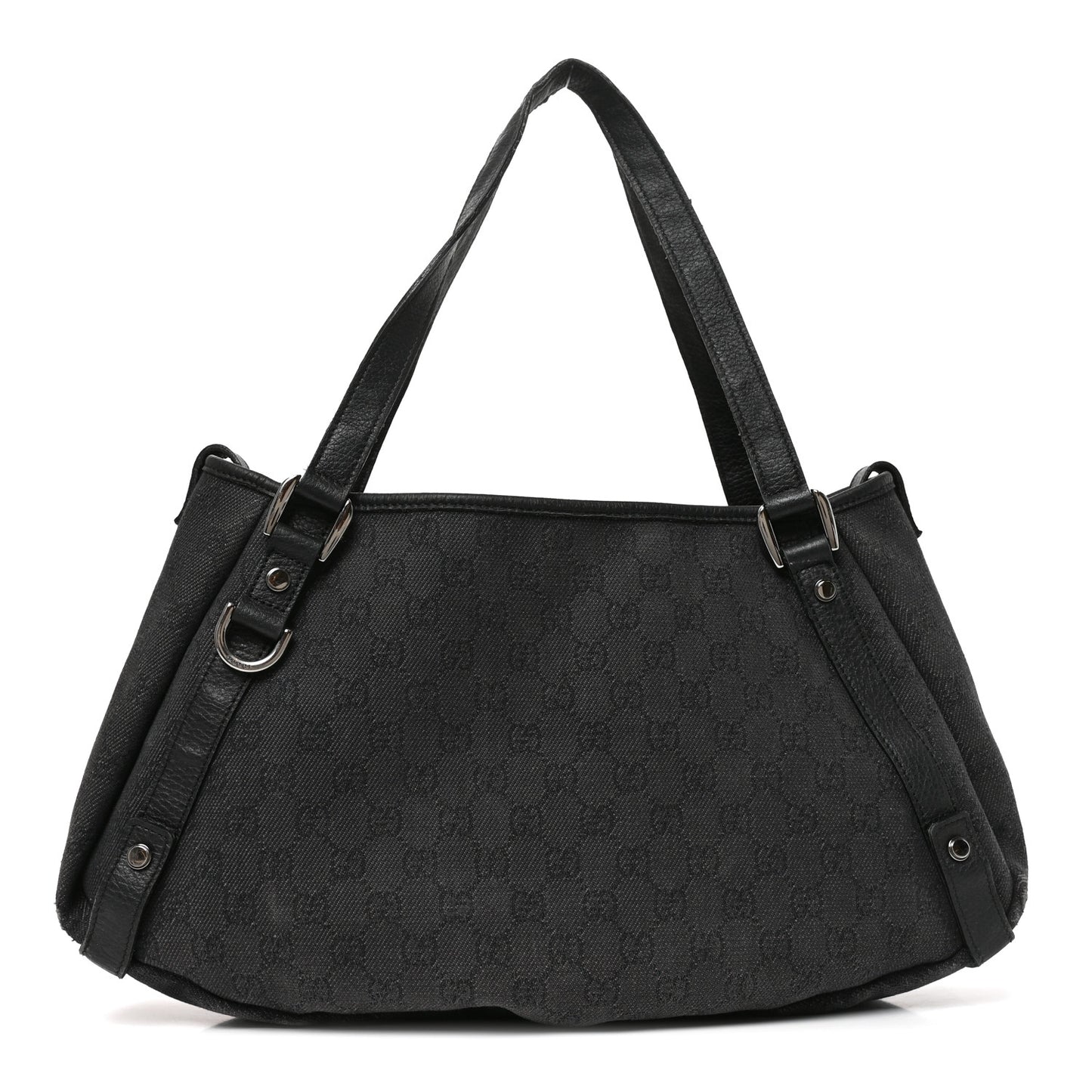 Monogram Denim Medium Abbey Shoulder Bag Black