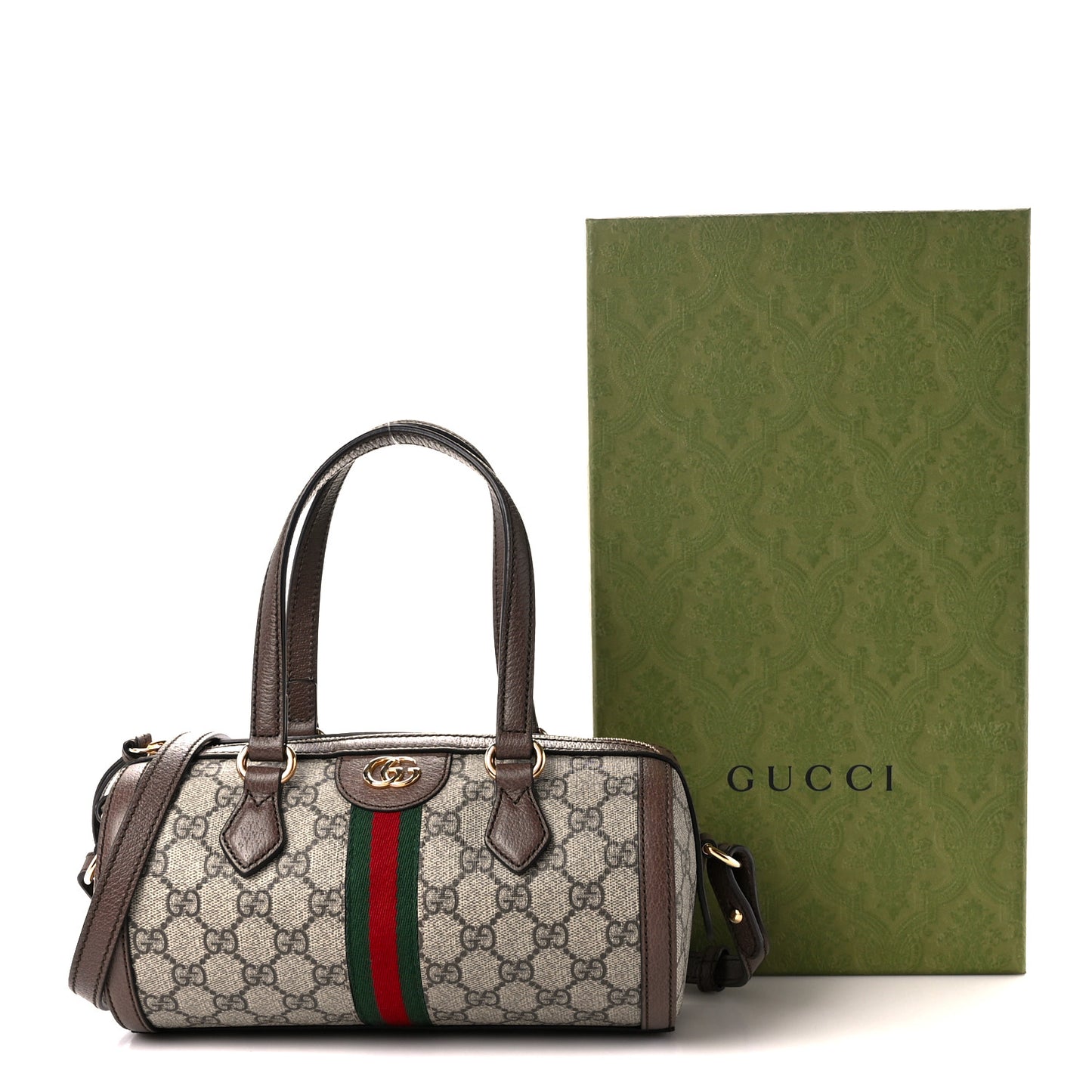 GG Supreme Monogram Web Small Ophidia Boston Bag Beige New Acero