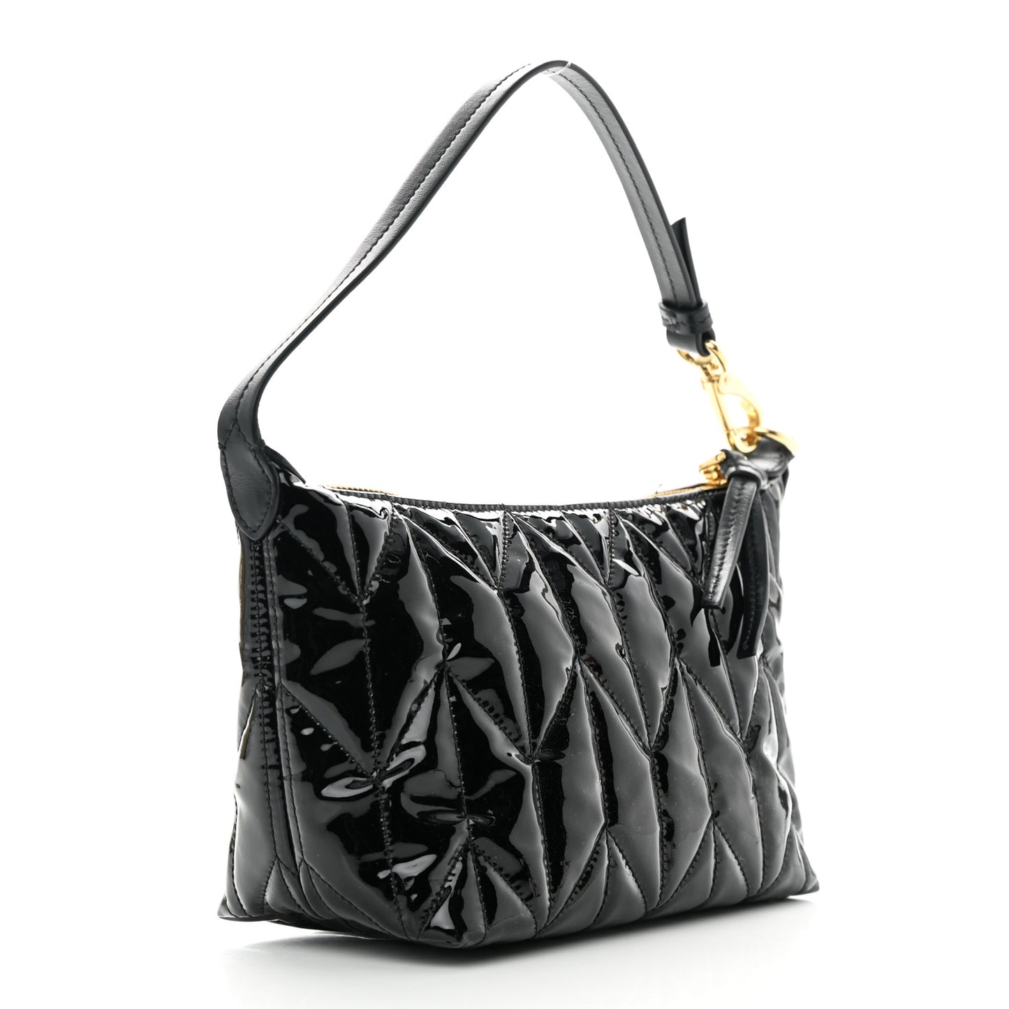 Iridescent Fabric Quilted Mini Spirit Ciré Bag Black