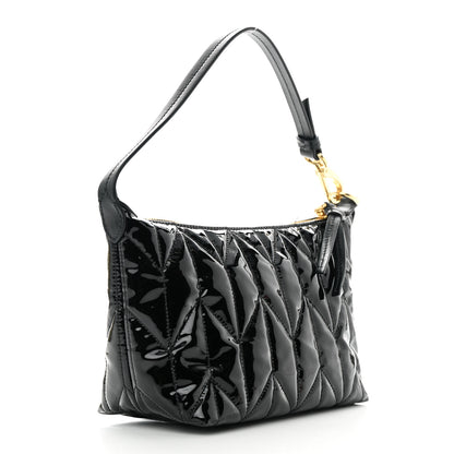 Miu Miu Iridescent Fabric Quilted Mini Spirit Ciré Bag Black 3 of 12