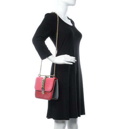 Valentino Garavani Vitello Medium Glam Lock Rockstud Flap Deep Rose Scarlet Grey Green 3 of 11