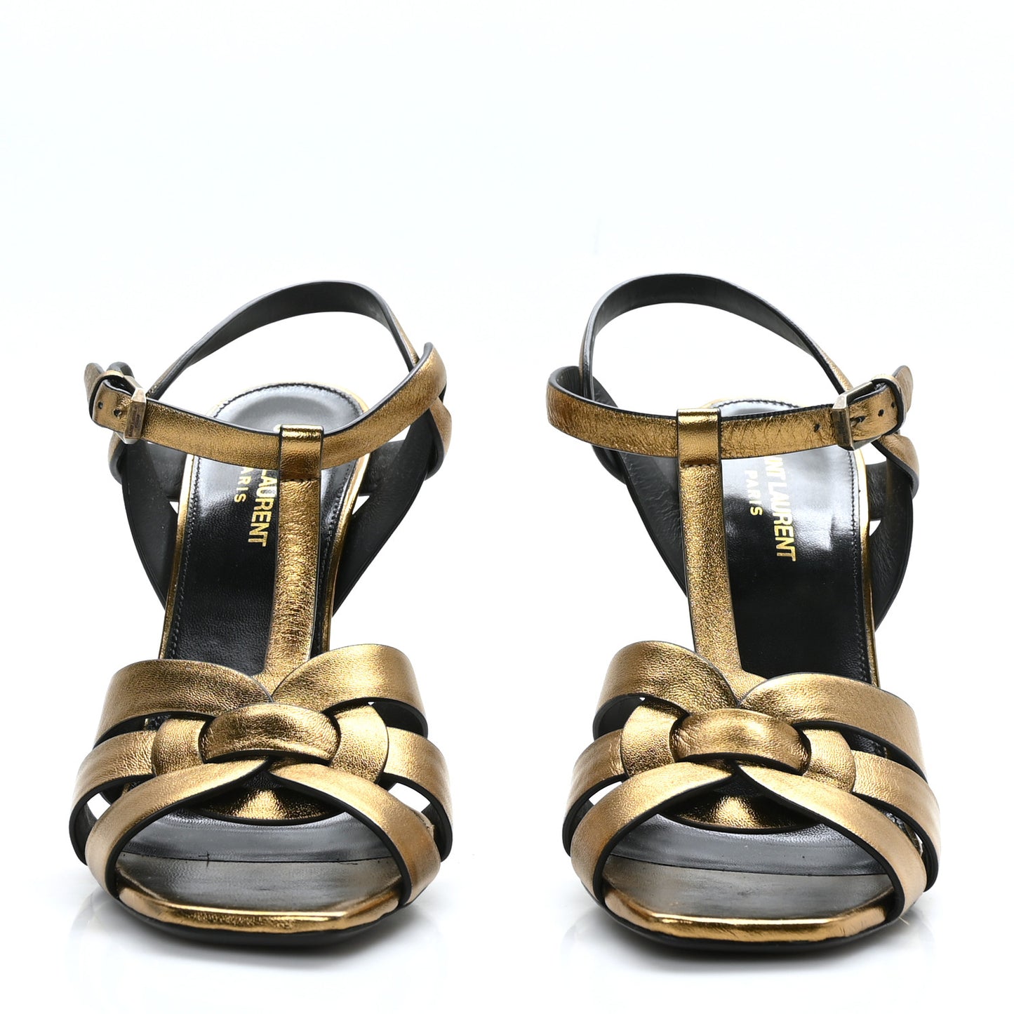 Metallic Calfskin Tribute 105 Sandals 40 Dark Gold