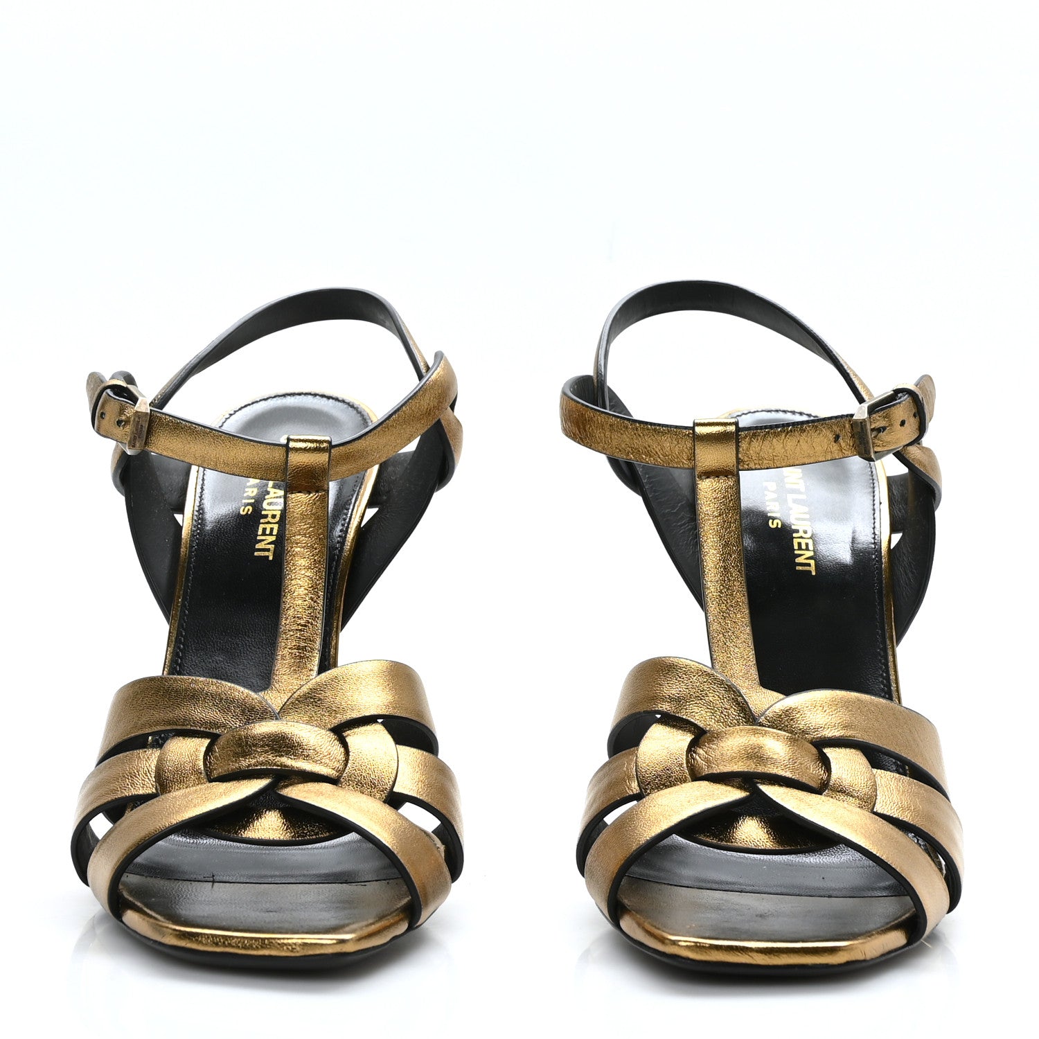 Saint Laurent Metallic Calfskin Tribute 105 Sandals 40 Dark Gold 2 of 7