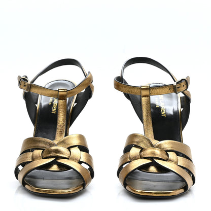 Saint Laurent Metallic Calfskin Tribute 105 Sandals 40 Dark Gold 2 of 7