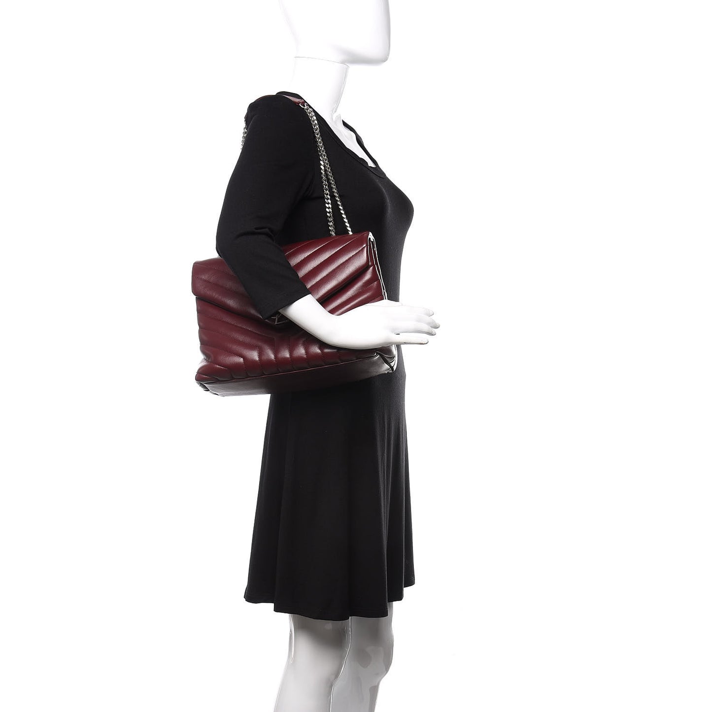 Calfskin Y Quilted Monogram Medium Loulou Chain Satchel Bordeaux