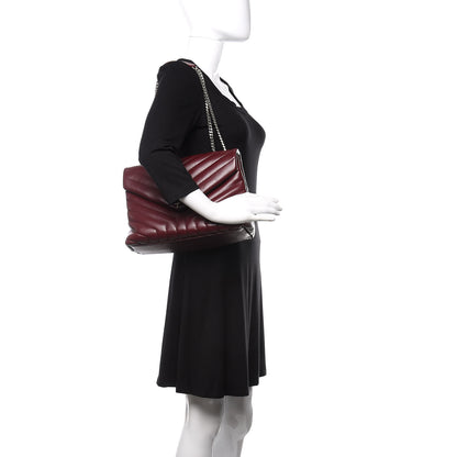 Saint Laurent Calfskin Y Quilted Monogram Medium Loulou Chain Satchel Bordeaux 2 of 9