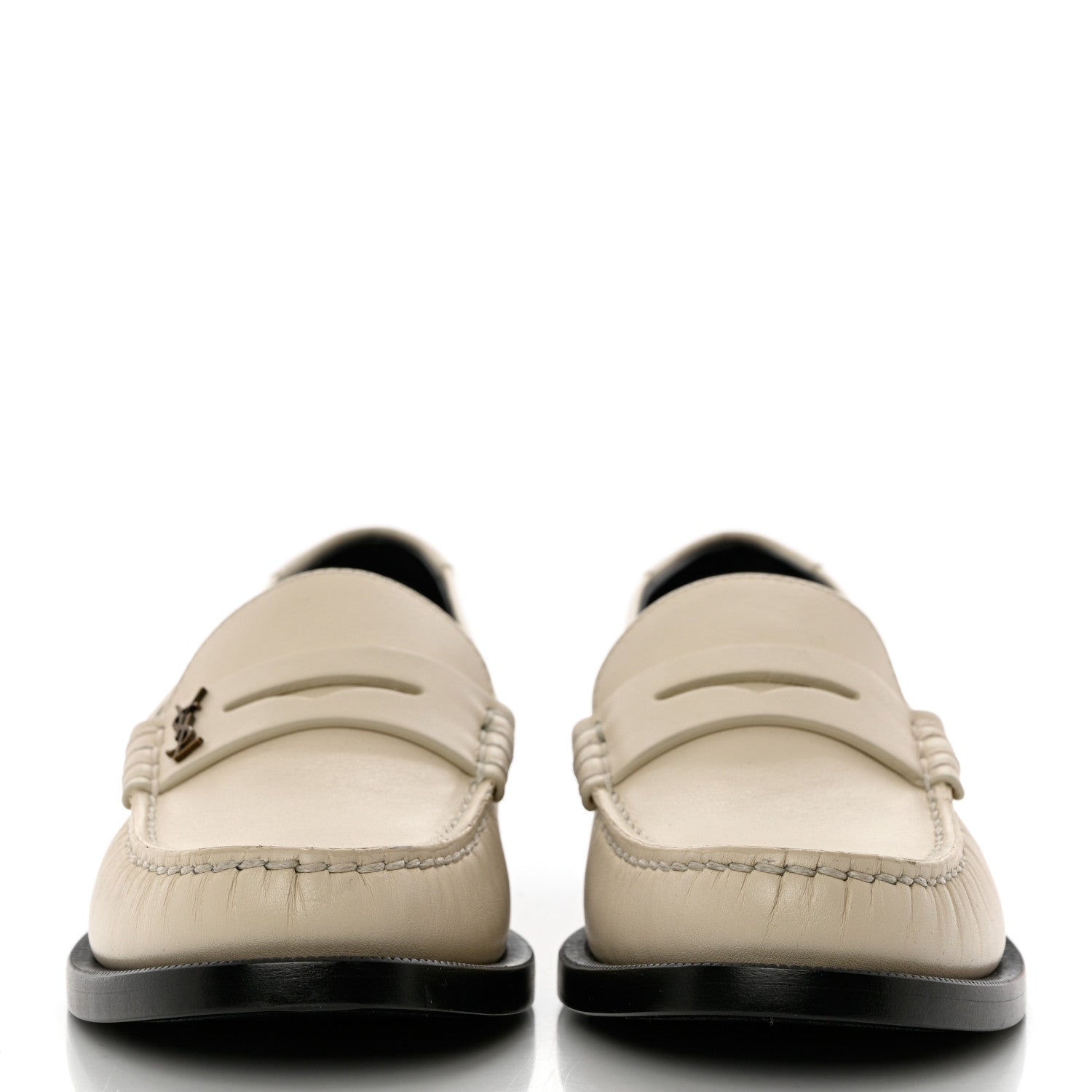 Saint Laurent Calfskin Penny Loafers 36.5 Pearl 2 of 9