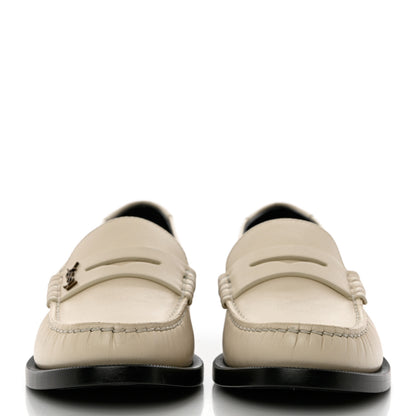 Saint Laurent Calfskin Penny Loafers 36.5 Pearl 2 of 9