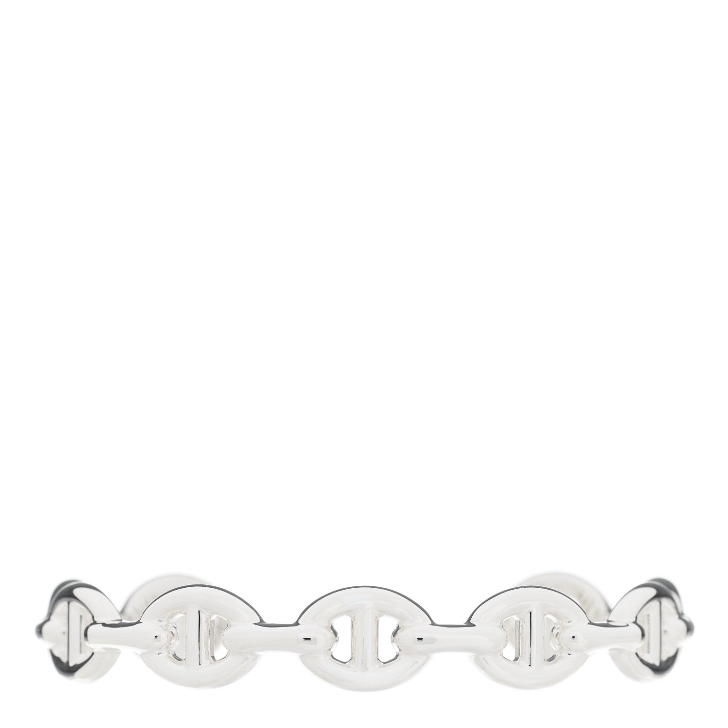 Hermes Sterling Silver MM Chaine d'Ancre Enchainee Cuff Bracelet ST 1 of 6