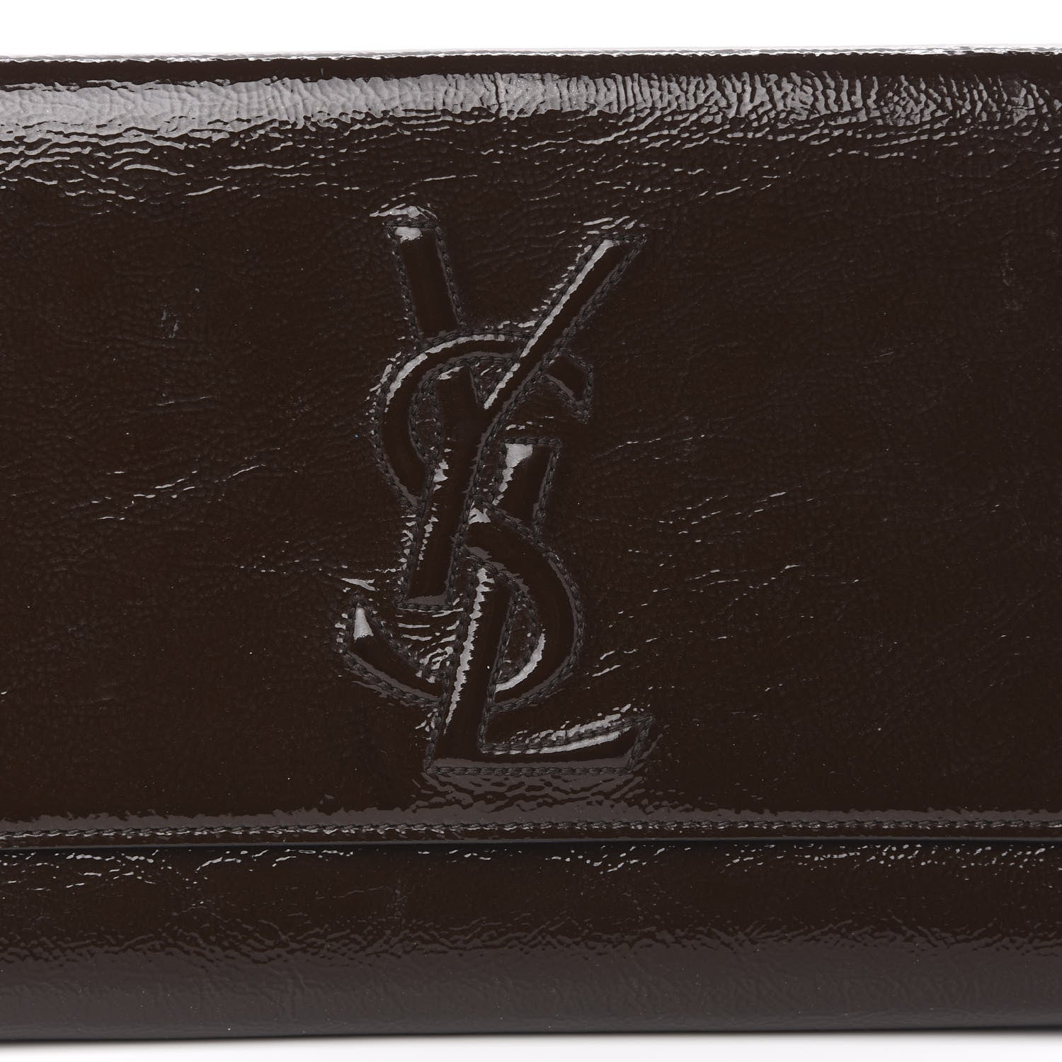 Saint Laurent Textured Patent Calfskin Large Belle De Jour Clutch Dark Brown 8 of 8