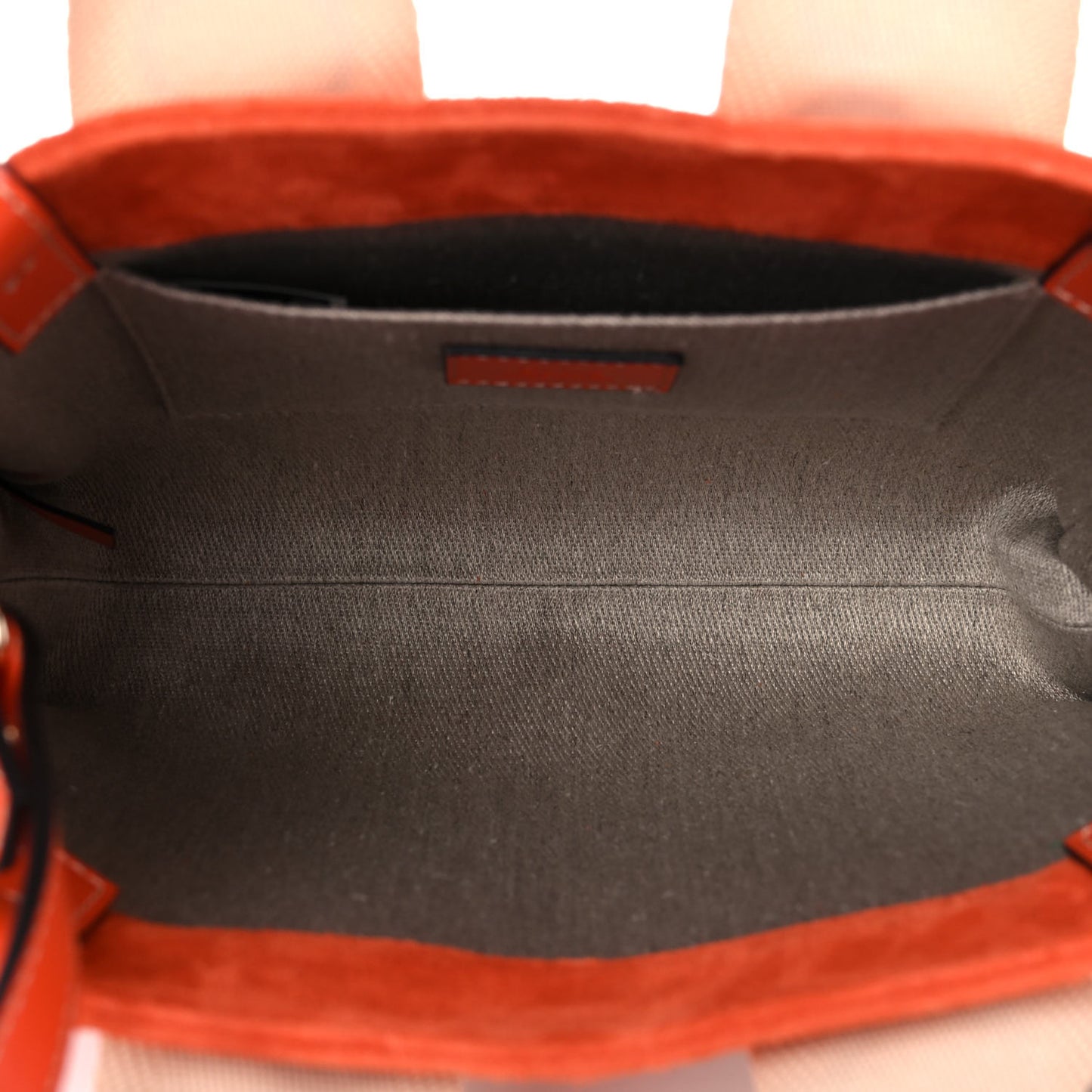 Suede Calfskin Small Woody Ribbon Tote Rusted Orange